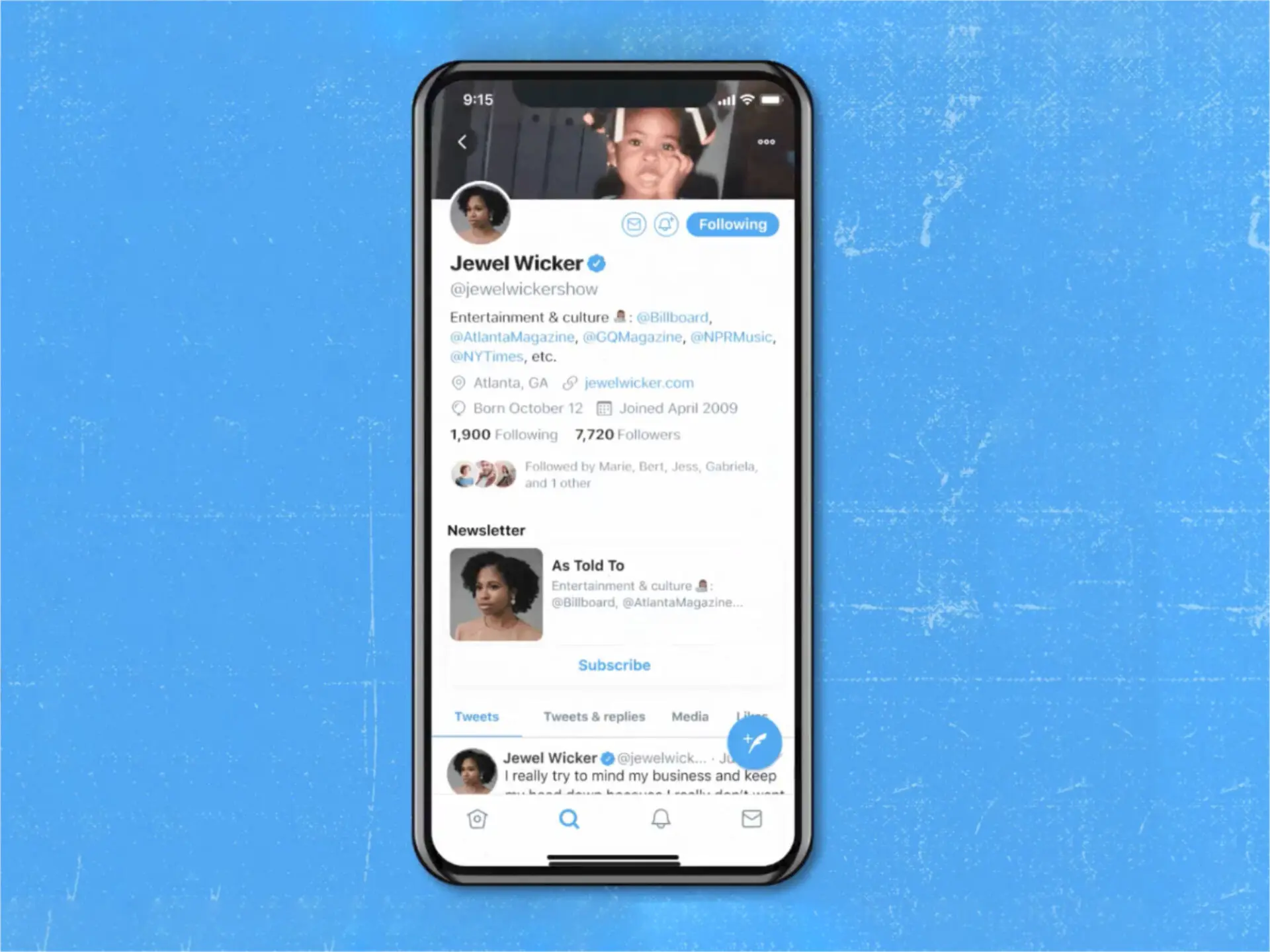 Twitter đang thử chức năng subscribe Newsletter từ trang Profile, thông qua Revue